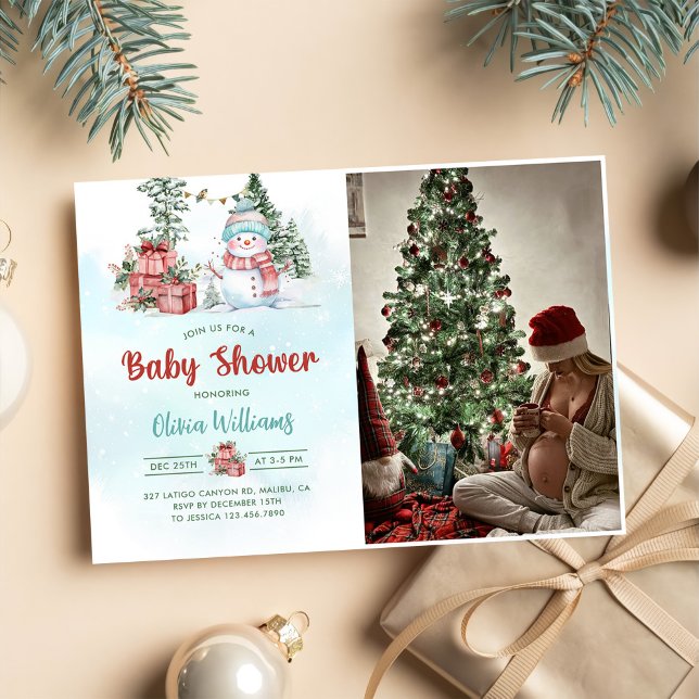 Weihnachts-Snowman Baby Dusche Party Foto Einladung (Von Creator hochgeladen)