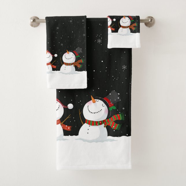 Weihnachts-Snowman-Badehandtuch-Set Badhandtuch Set (Insitu)