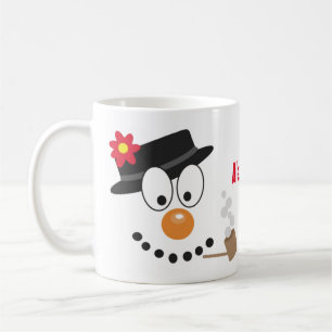 Weihnachts-Snowman-Cartoon-Gesicht mit Namen Kaffeetasse