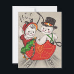Weihnachts Snowman Couple in Sleigh Feiertagskarte<br><div class="desc">Weihnachten Snowman Couple In Sleigh Holiday Card.</div>