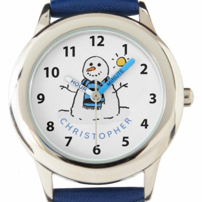 Weihnachts Snowman Design mit Namen. Kinder Armbanduhr (Von Creator hochgeladen)