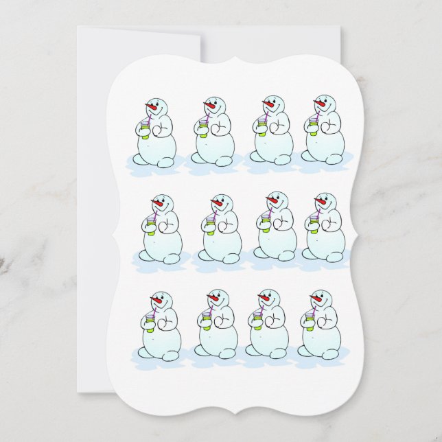 Weihnachts-Snowman Flat Grußkarte Karte (Vorderseite)