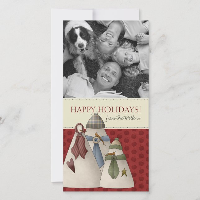 Weihnachts-Snowman-Fotokarten Feiertagskarte (Vorderseite)