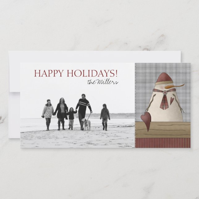 Weihnachts-Snowman-Fotokarten Feiertagskarte (Vorderseite)