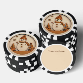 Weihnachts-Snowman fügt Text hinzu Pokerchips