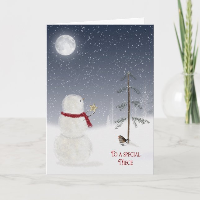 Weihnachts-Snowman für Nichte Feiertagskarte (Vorderseite)
