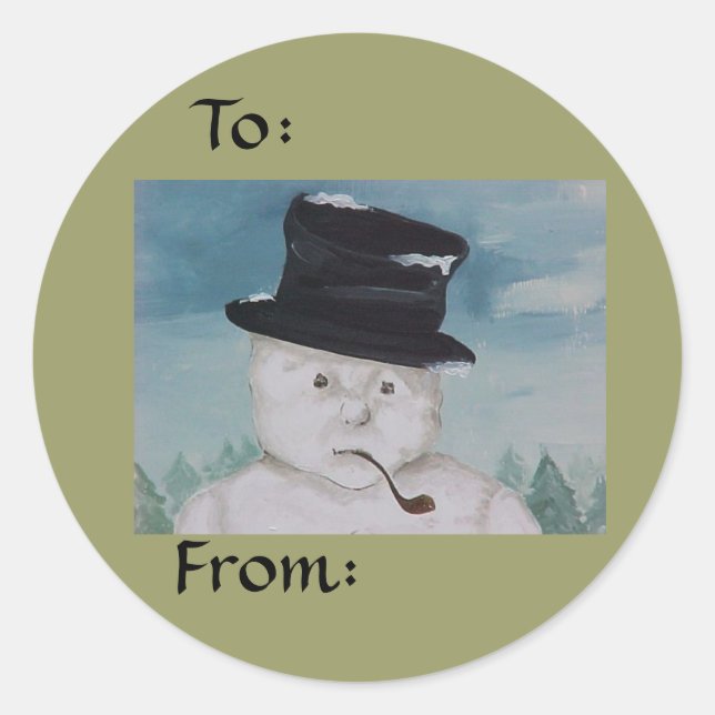 Weihnachts-Snowman-Geschenksticker Runder Aufkleber (Vorderseite)