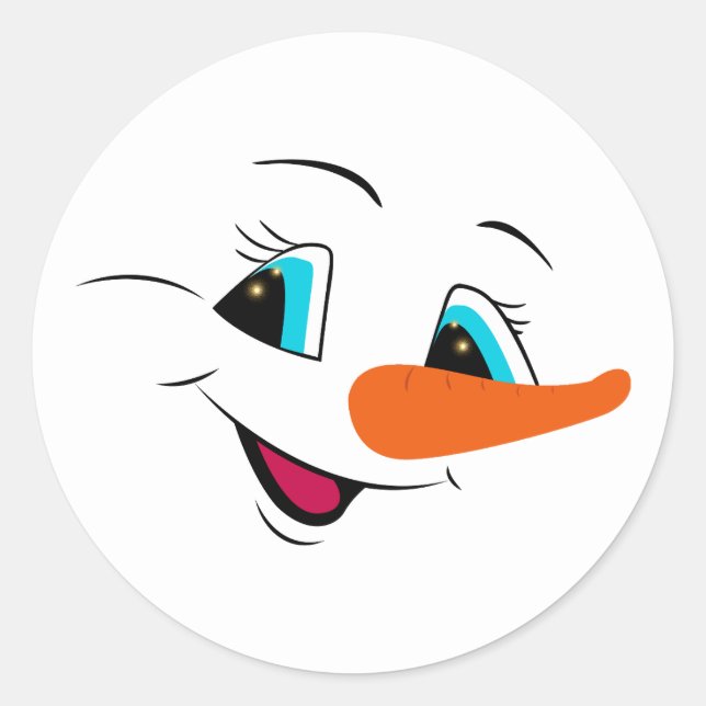 Weihnachts-Snowman-Gesicht Personalisierten Niedli Runder Aufkleber (Vorderseite)