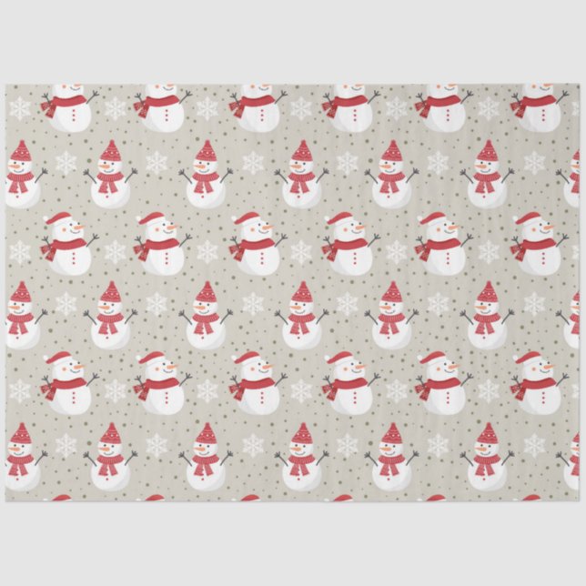Weihnachts-Snowman-Muster Design 6 Seidenpapier (Vorderseite)