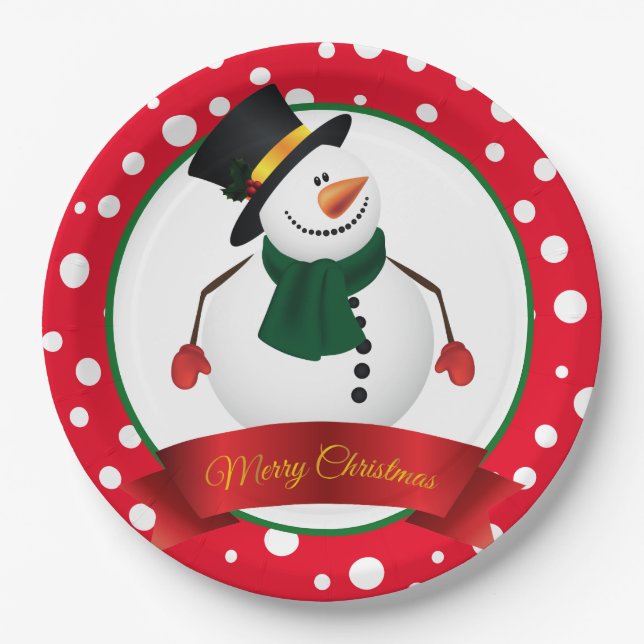 Weihnachts-Snowman-Paper-Teller Pappteller (Vorderseite)
