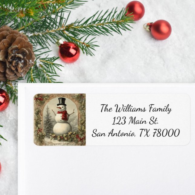 Weihnachts-Snowman-Rücksendeadresse (Add a vintage touch to your holiday mail with this snowman address sticker.)