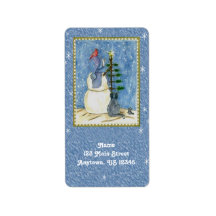 Weihnachts-Snowman-Rücksendeadressen-Aufkleber