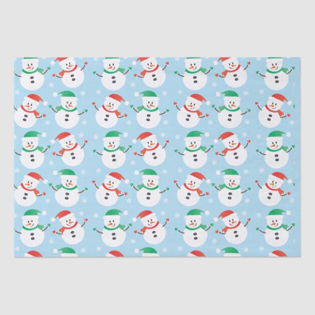 Weihnachts Snowman Snowflake Muster Seidenpapier (Vorderseite)