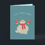 Weihnachts-Snowman-Spiel mit Schnee Custom<br><div class="desc">Ein glücklicher Schneemann,  der mit dem Schnee spielt und die Wintersaison feiert. Stellen Sie Ihre Weihnachtsbotschaft zusammen mit diesem Design ein.</div>