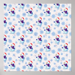 Weihnachts Snowman Surface Pattern Download Poster