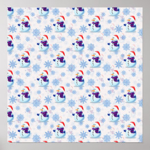 Weihnachts Snowman Surface Pattern Download Poster