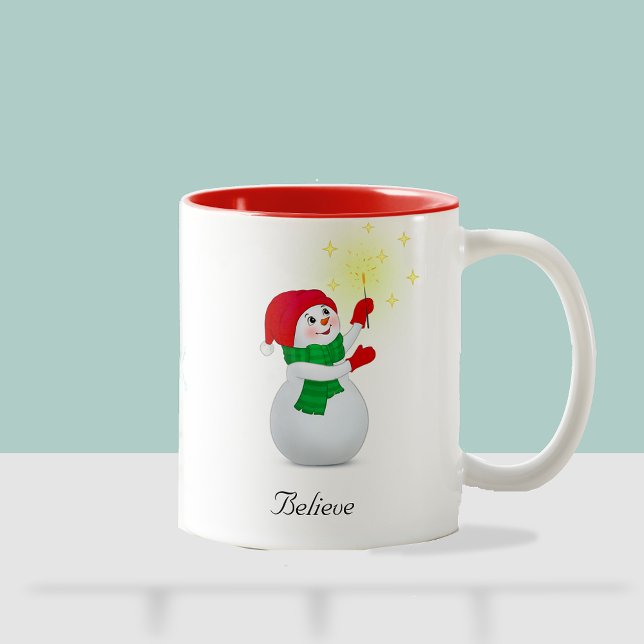 Weihnachts-Snowman-T - Shirt Zweifarbige Tasse (Von Creator hochgeladen)