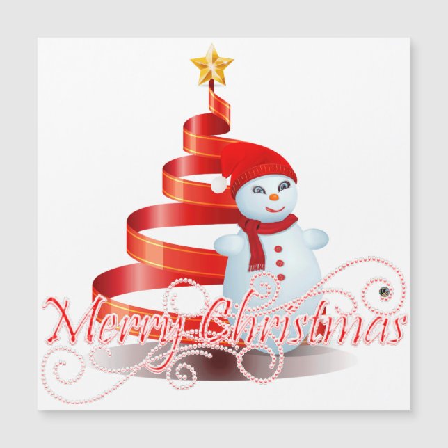 Weihnachts Snowman Thin Magnetic Card Magnetkarte (Vorderseite)