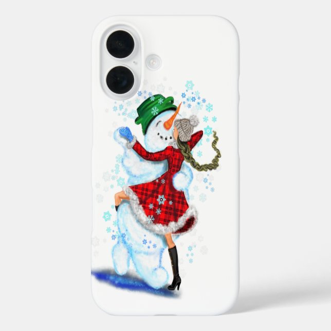 Weihnachts-Snowman und Girl Dancers iPhone Case (Rückseite)