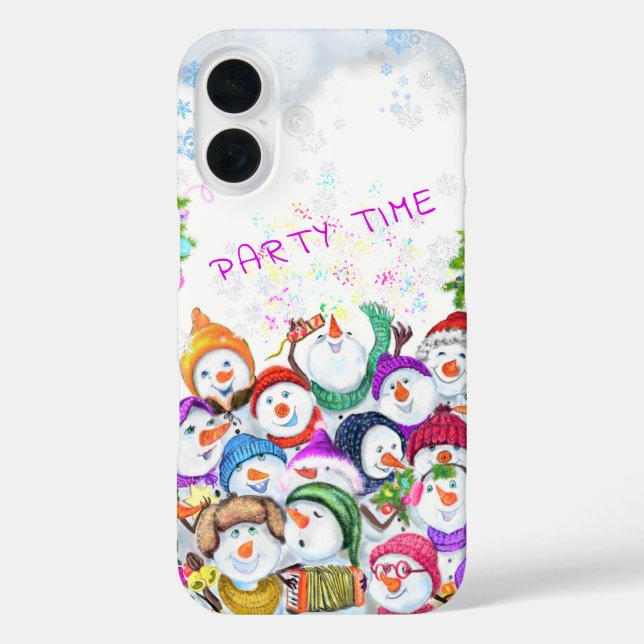 Weihnachts-Snowmans-Party iPhone 16 Hülle (Rückseite)