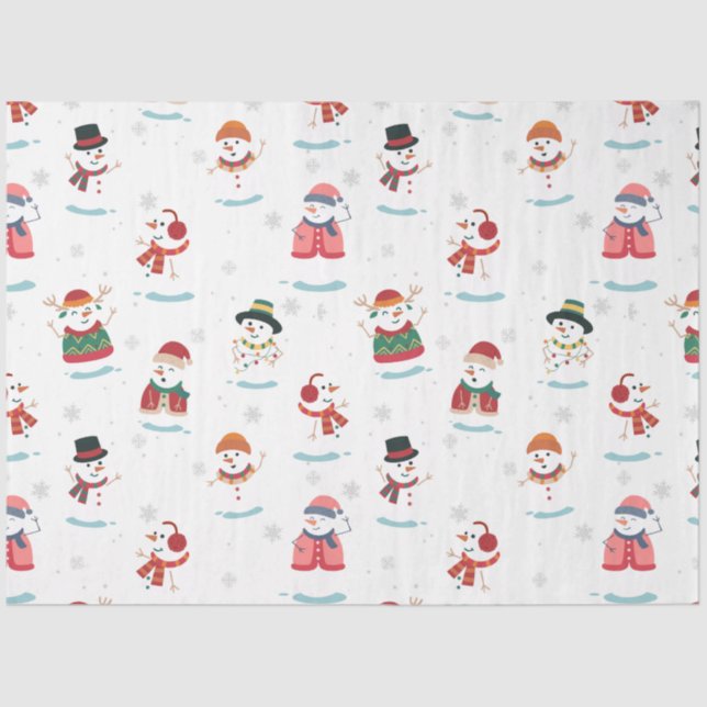 Weihnachts Snowmen Snowman Pattern Seidenpapier (Vorderseite)