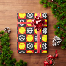 Weihnachts Softball Red und Black Snowflake Muster