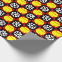 Weihnachts Softball Red und Black Snowflake Muster