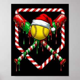Weihnachts-Softball-Santa-Hut-Eis-Drip-Men-Wo Poster