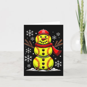 Weihnachts-Softball-Schneemann Mädchen, Softball W Karte