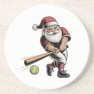 Weihnachts-Softball spielen Weihnachtsmann Sport Getränkeuntersetzer
