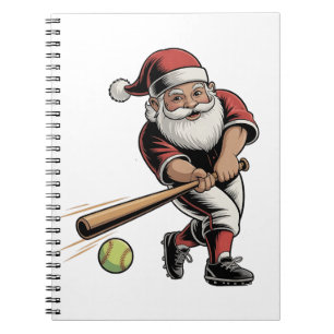 Weihnachts-Softball spielen Weihnachtsmann Sport Notizblock