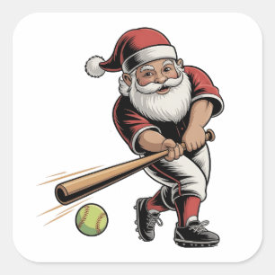Weihnachts-Softball spielen Weihnachtsmann Sport Quadratischer Aufkleber