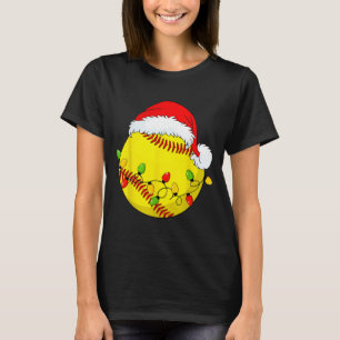 Weihnachts-Softball-Xmas-Santa-Srts-Mütze Herren D T-Shirt