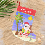 Weihnachts-Sommerferien - Santa Beach Personalisie Kleiner Weihnachtsstrumpf<br><div class="desc">Dieses Design besticht durch eine niedliche Weihnachtsszene mit dem tropischen Weihnachtsmann mit festlichen Palmen und einem sandigen Schneemann am Strand. Perfekt für alle, die einen tropischen oder sommerlichen Weihnachts #Christmas #merry #merrychristmas #Xmas #sommerchristmas #tropicalchristmas #beachchristmas #beach #tropical #niedlich #holidays #gifts #gift #saisononal #festive #trendy #trendy #press #office #work #work #school...</div>