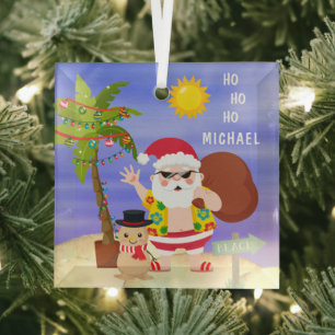 Weihnachts-Sommerferien - Santa Beach Personalisie Ornament Aus Glas