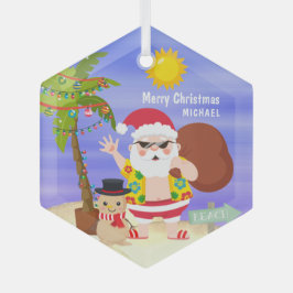 Weihnachts-Sommerferien - Santa Beach Personalisie Ornament Aus Glas