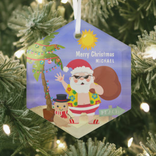 Weihnachts-Sommerferien - Santa Beach Personalisie Ornament Aus Glas