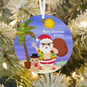Weihnachts-Sommerferien - Santa Beach Personalisie Ornament Aus Metall