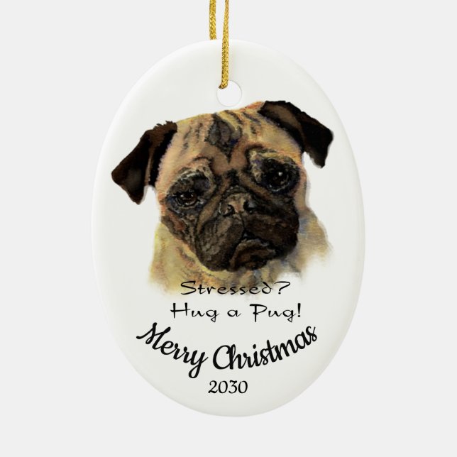 Weihnachts-Sonderangebot für Mops Keramik Ornament (Hinten)