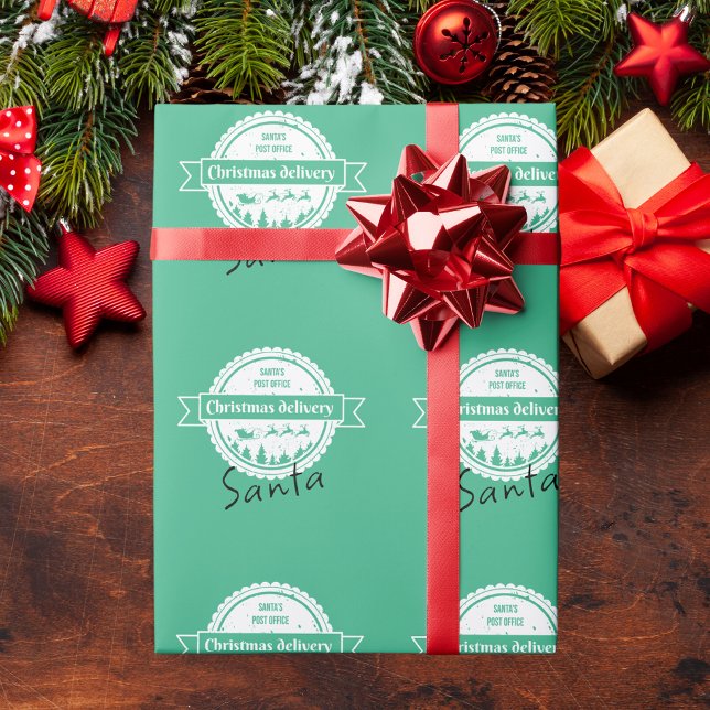 Weihnachts Sonderlieferung von Santa Mint Green Geschenkpapier (Von Creator hochgeladen)