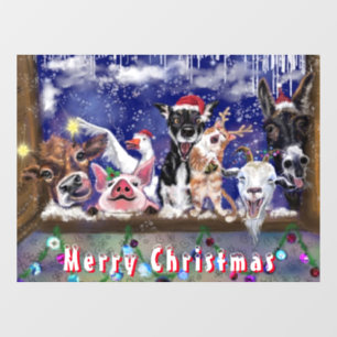 Weihnachts-Song-Tier-Party - Frohe Weihnachtsfeier Fensteraufkleber