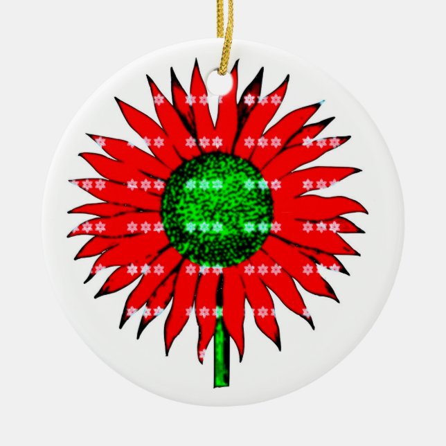 Weihnachts-Sonnenblume Keramik Ornament (Vorne)