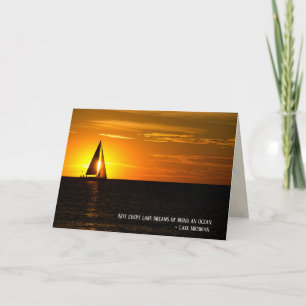 Weihnachts-Sonnenuntergang und Segelbootkarte Karte