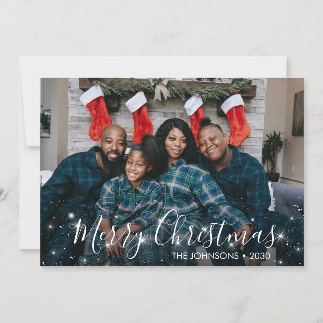 Weihnachts-Sparkle-Foto Feiertagskarte (Vorderseite)