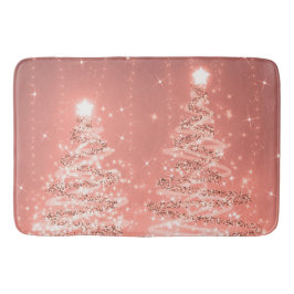 Weihnachts-Sparkling Bäume Rose Gold  Badematte