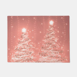 Weihnachts-Sparkling Bäume Rose Gold  Fußmatte