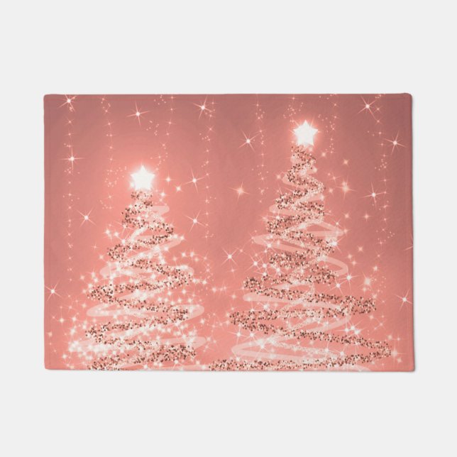 Weihnachts-Sparkling Bäume Rose Gold  Fußmatte (Vorderseite)