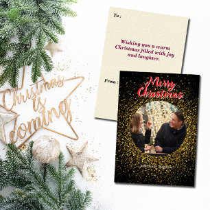 Weihnachts Sparkling Glitzer Black Custom Foto Feiertagskarte