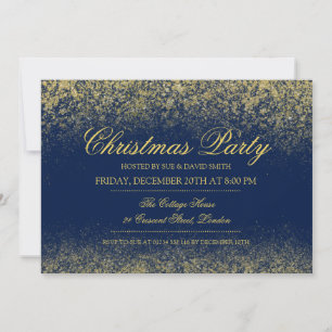 Weihnachts Sparkling Gold Glitzer Staub Navy Blue Einladung