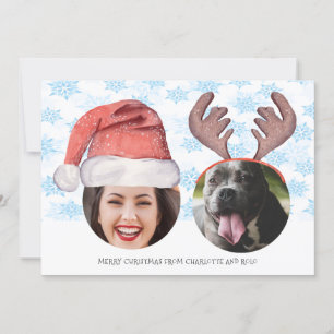 Weihnachts Spaß Foto Santa Reindeer personalisiert Feiertagskarte